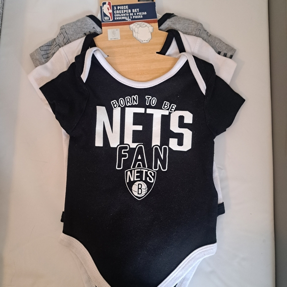 NBA Brooklyn Nets Infant Creeper Set - Black, White, Gray - Picture 2 of 5